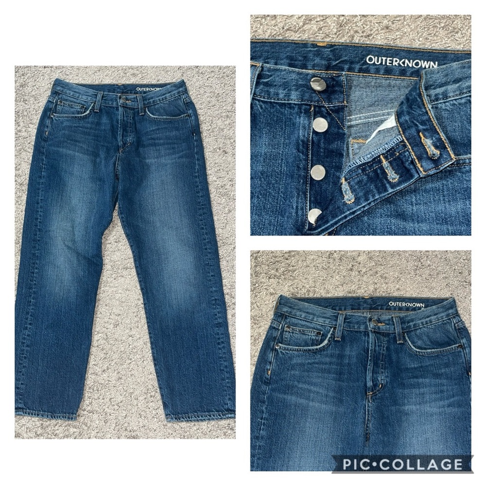 Outerknown Sea Coast Boyfriend Fit Button Fly Organic Cotton Blue Denim Jeans 27